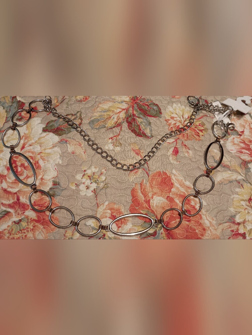 NWT Croft & Barrow Silver Oval Link Chain Belt - L/XL